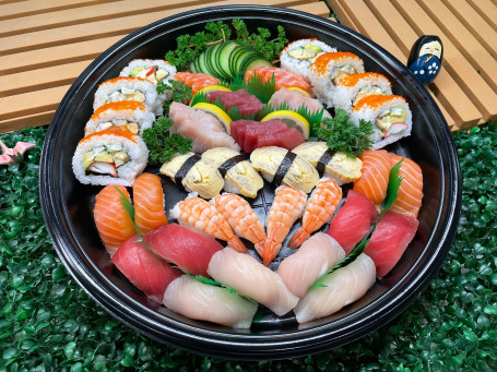 Assorted Sushi And Sashimi And Rolls Platter