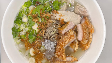 Khao Piak Crispy Pork Noodle Soup