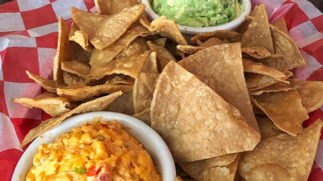 Guacamole, Pimento Cheese Chips