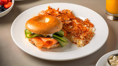 Lox Bagel W/Hashbrowns