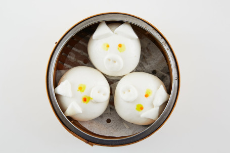 Jīn Shā Zhū Zǐ Bāo Liú Shā Bāo Piggy Custard Buns 3Pcs