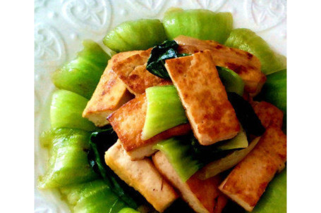 Tofu With Chinese Greens (V) Qīng Cài Dòu Fǔ