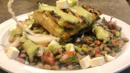 Salmon Over Lentil Salad,Queso Fresco,Cabbage&Salsa Verde (1)