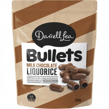 Darrel Lea Bullets Milk Chocolate Liquorice 250G