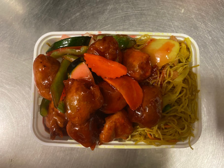 Sweet Sour Pork With Half Singapore Noodle