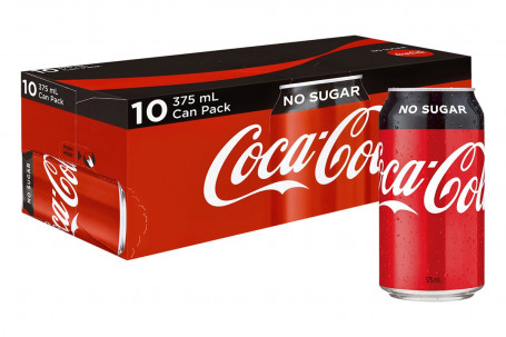 Coca Cola No Sugar Can 10X375Ml Pack (52.5Kj)