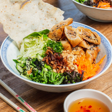 Noodle Salad With Pork Prawn Spring Rolls