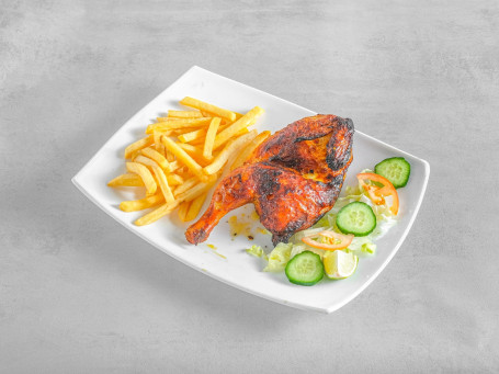 Grilled Chicken Half With Fries Chips مشوى دجاج نصف مع رقائق البطاطس المقليه