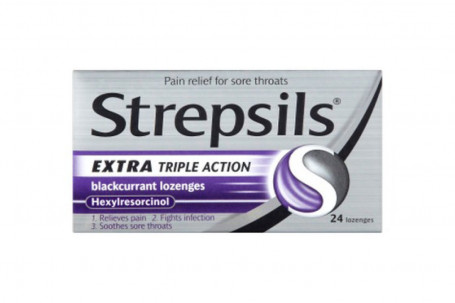 Strepsils Extra Triple Action Blackcurrant Lozenges 24 Lozenges