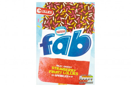 Fab Ice Lollies Fraise 6X58Ml