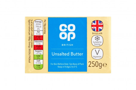 Co Op Butter Unsalted 250G