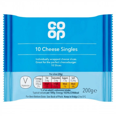 Co Op Cheese Singles 200G