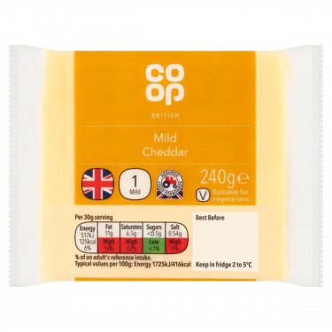 Co Op British Mild White Cheddar 240G