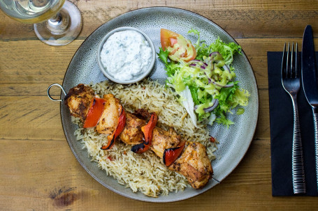 Chicken Kebab With Rice Or Chips