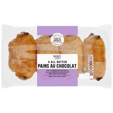 M S Food All Butter Pain Au Chocolat 4Pk