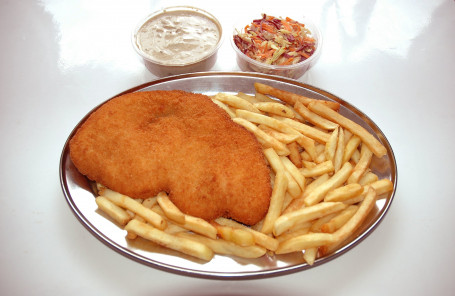 Chicken Schnitzel The German Chips And Coleslaw