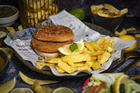 Southern Fried Chicken Fillet Burger Chips