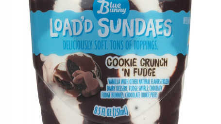 Blue Bunny Load'd Sundaes Cookie Crunch N Fudge , 8.5