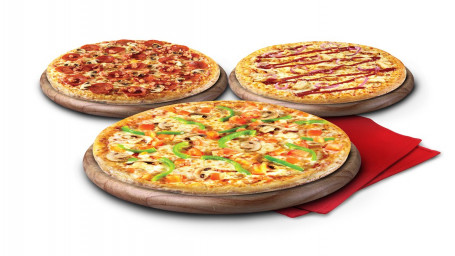 Triple Play 3 Pizzas, 3 Toppings Each