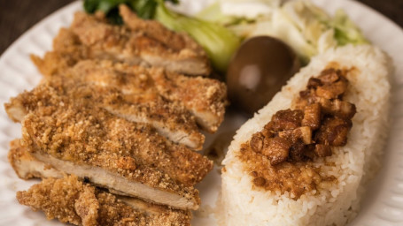 Deep Fried Chicken Steak Over Rice