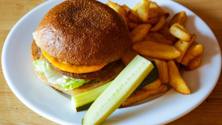 Vegetarian Cheeseburger Deluxe With Fries