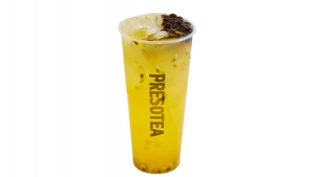 Passion Fruit Green Tea With Tapioca Lychee Jelly Bǎi Xiāng Shuāng Q Lǜ Chá