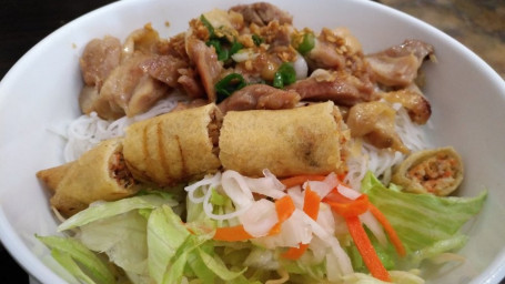 33. Bbq Chicken Spring Rolls With Vermicelli (Bun Ga Nuong Cha Gio)