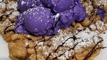 Almond And Berries Funnel Cake W/ Ice Cream