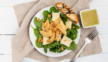 Large Spinach, Warm Apples, Brie Salad Full
