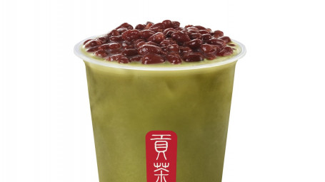 Matcha Milk Tea With Red Beans