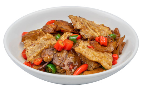 jiā cháng fǔ zhú chǎo ròu Stir-fried Pork w/ Dried Bean Curd