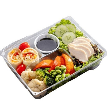 Slow Cooked Chicken Sustainable Shrimp Wrap Bento Box Màn Zhǔ Jī Huán Bǎo Xiā Juǎn Biàn Dāng