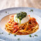 Mushroom Tomato Spaghetti With Burrata Bù Lā Tǎ Zhī Shì Pèi Mó Gū Fān Jiā Jiàng Yì Fěn