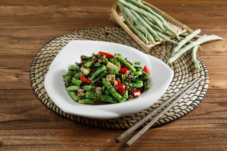 Gān Biān Lǎn Cài Ròu Sōng Sì Jì Dòu Stir Fried Minced Pork And Spring Beans