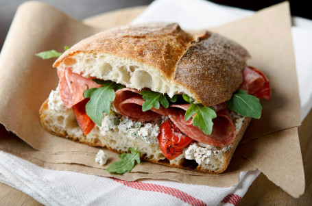 Salami Sandwich With Home Made Sourdough Ciabatta