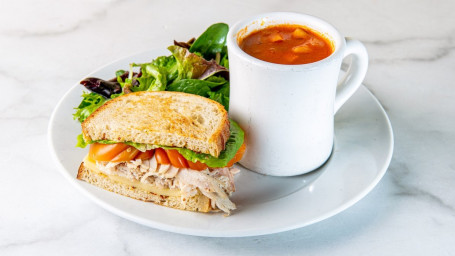 1/2 Sandwich With A Cup Of Soup Mixed Greens Salad
