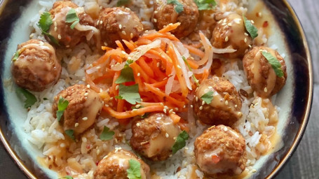 Thai Beef Meatballs On Rice