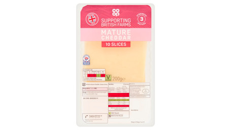 Co-Op 10 British Sliced Mature Cheddar Cheese 200G