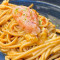 Spaghetto Affumicato “Verrigni” Cotto In Bisque Di Gambero Rosso Con Crudo E Cotto Di Gambero Rosso E Lime