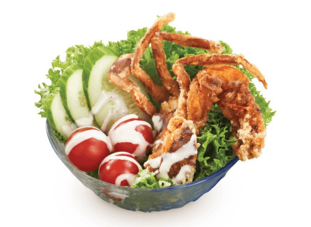 Ruǎn Ké Xiè Shā Lǜ Kǎi Sā Shā Lǜ Zhī Salade De Crabe À Carapace Molle Vinaigrette César