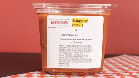 750Ml Bolognese Sauce (100% Lean Ground Beef)