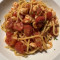 Chitarrina Indiavolata (Spaghetto All'uovo Di Pasta Fresca Con Gamberi, Datterini E Peperoncino)