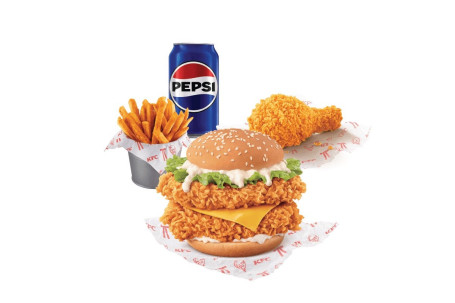 Shuāng Céng Bā Là Jī Tuǐ Bāo Cān/Zinger Stacker Combo