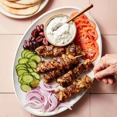 Assiette De Souvlaki Au Poulet