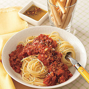 Spaghetti À La Sauce Viande Déjeuner Bol De Pâtes