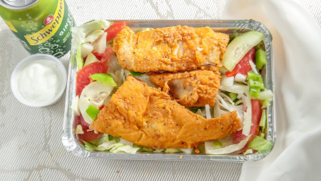 2 Pcs. Whiting Fish With Rice, Salad, 20 Oz. Soda