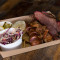 Brisket And Pork Box With Hot Link, Pickles, Crisps Slaw