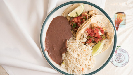 #5. Two Tacos Of Your Choice, Rice, Your Choice Of Black, Pinto Or Refried Beans