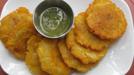 Mini Fried Green Plantains With Sausage