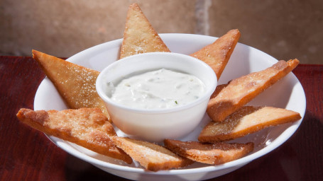 Fried Pita Chips With Tzatziki Sauce